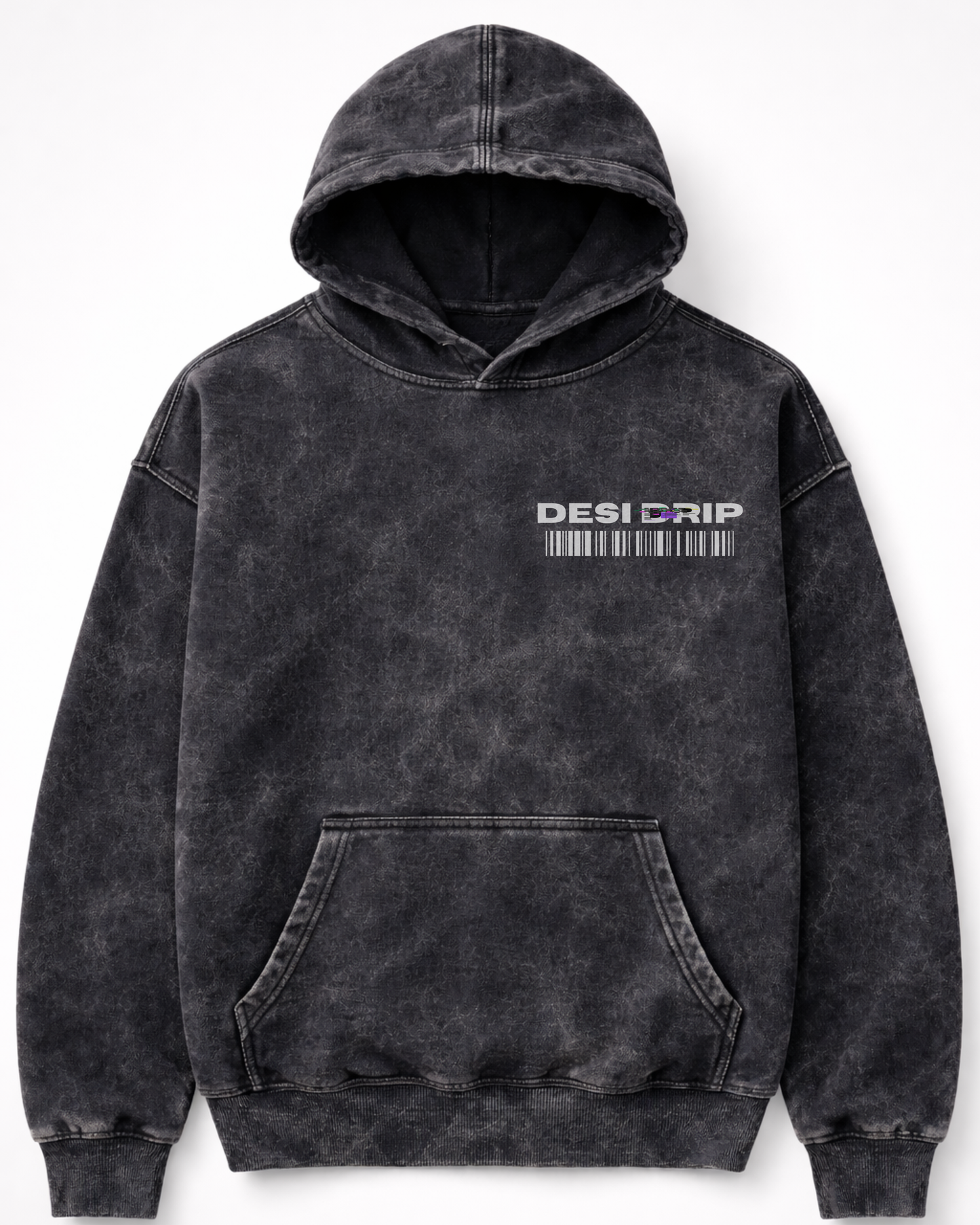 MOOSEDRILLA HOODIE – Vintage Washed Black Streetwear Pullover