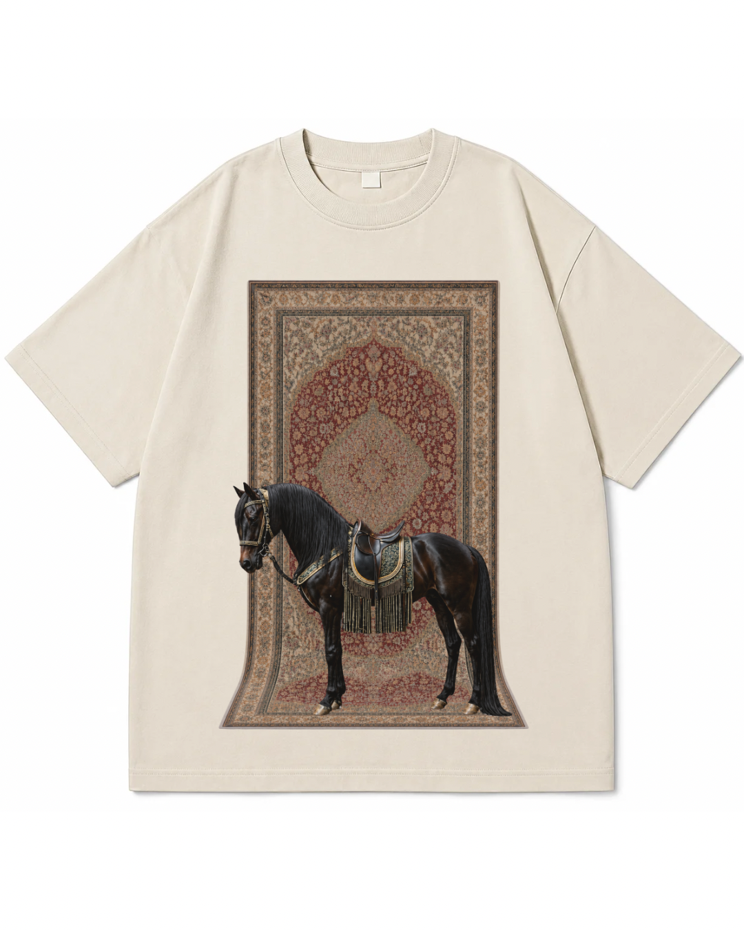 "ROYAL STEED" Heritage Tapestry Graphic Tee – Washed Black
