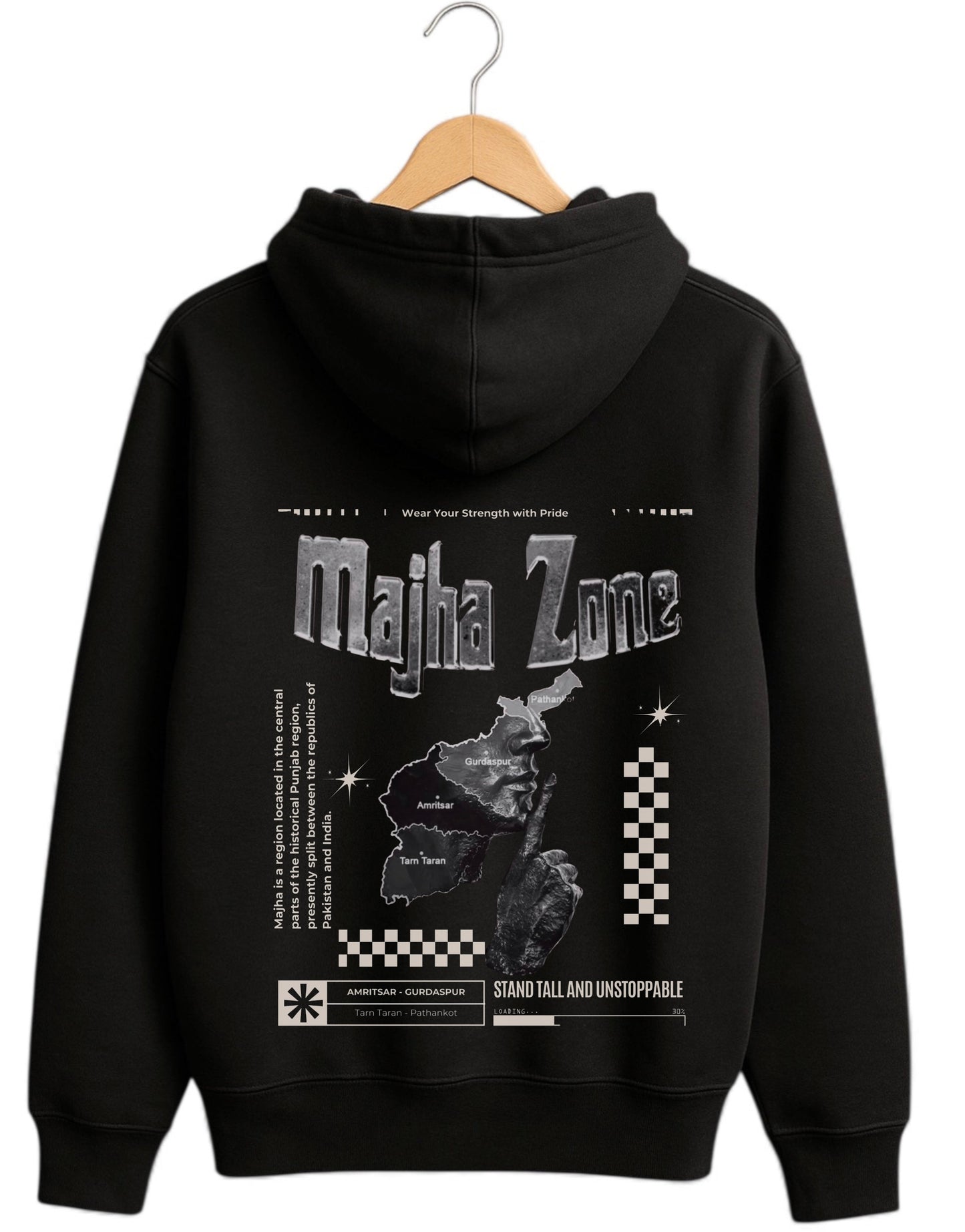 Majha Zone Premium Black Hoodie