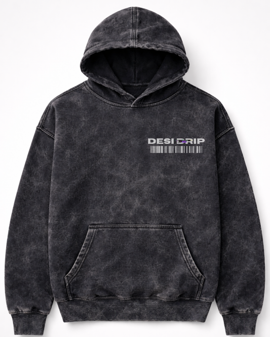 MOOSEDRILLA HOODIE – Vintage Washed Black Streetwear Pullover