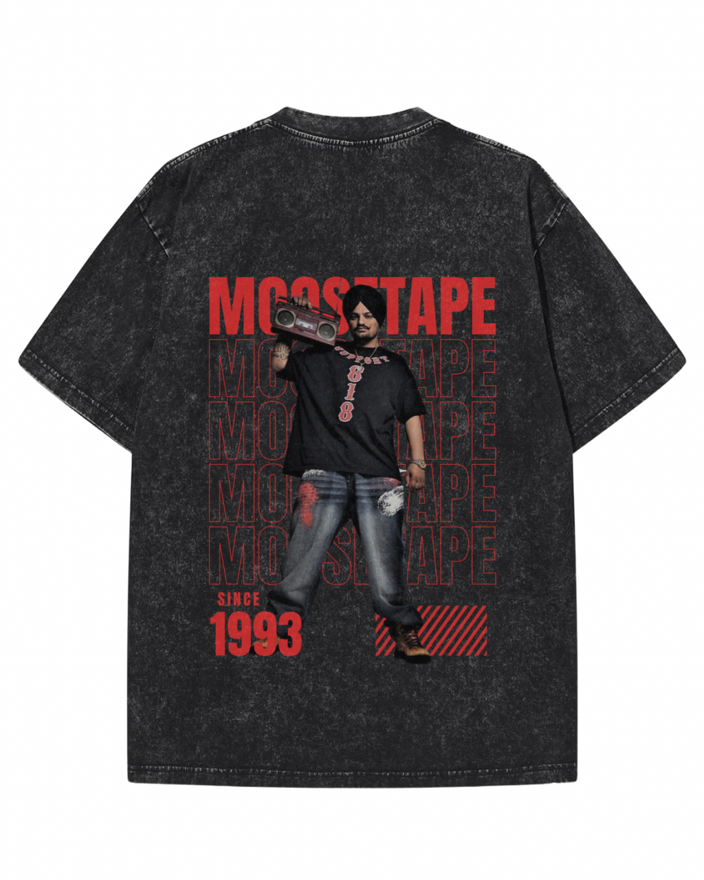 "MOOSETAPE - 1993" Vintage Tour Merchandise Graphic Tee – Washed Black