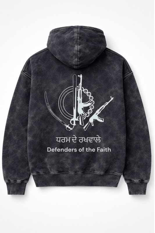 Defenders of the Faith – Premium Acid Wash Sikh Hoodie