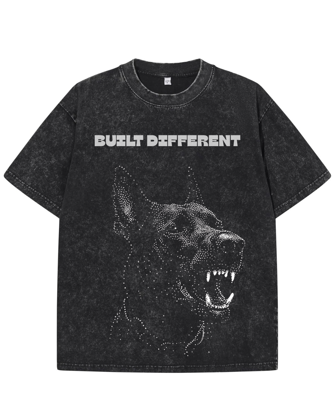 "BUILT DIFFERENT" Vintage Heavyweight Graphic Tee – Washed Black