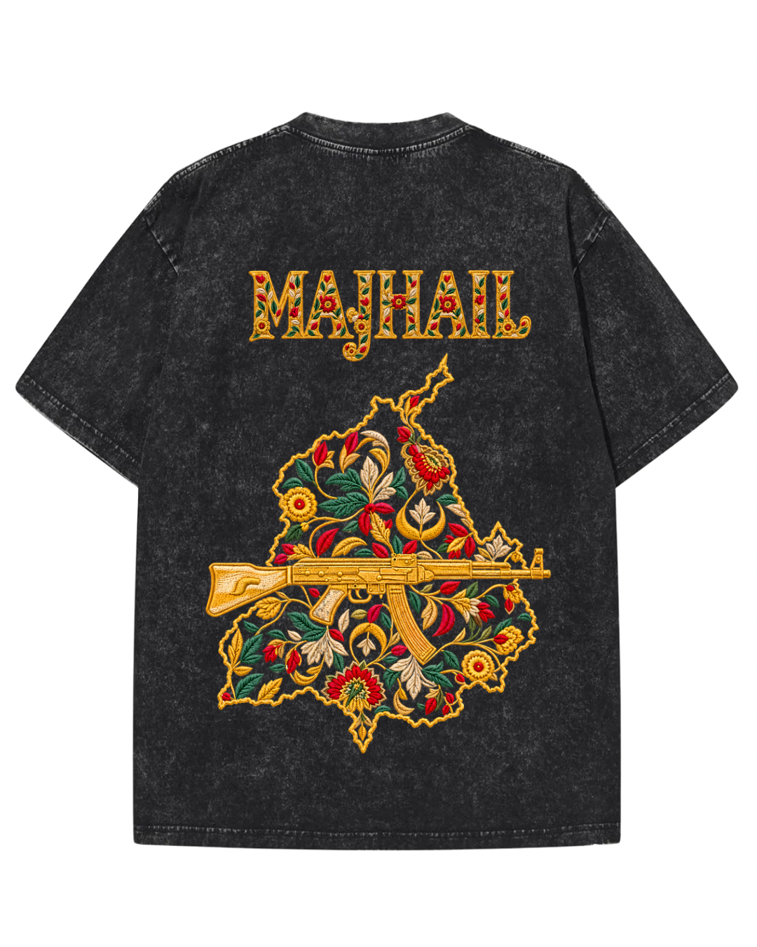 MAJHAIL Vintage Acid Wash Oversized T-Shirt