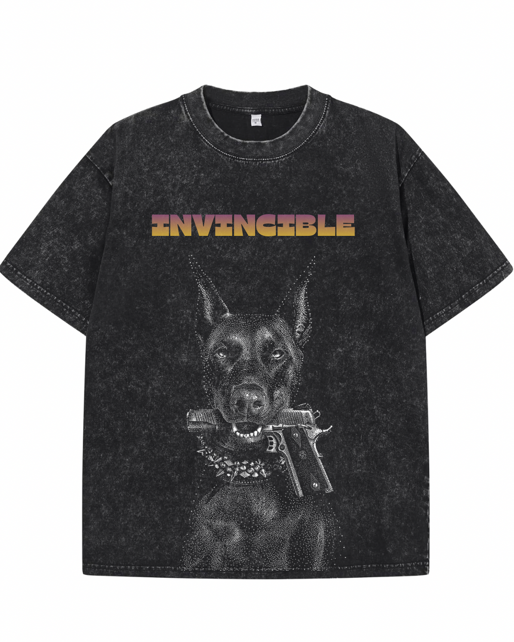 "INVINCIBLE" Vintage Heavyweight Graphic Tee – Washed Black