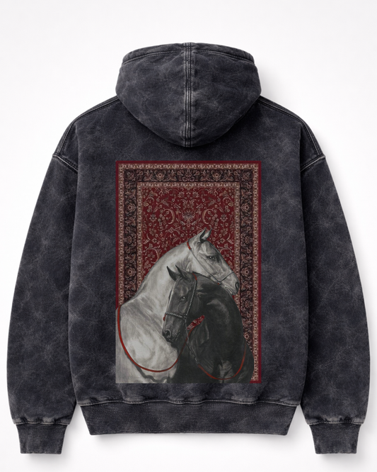 Vintage Persian Horses Graphic Hoodie