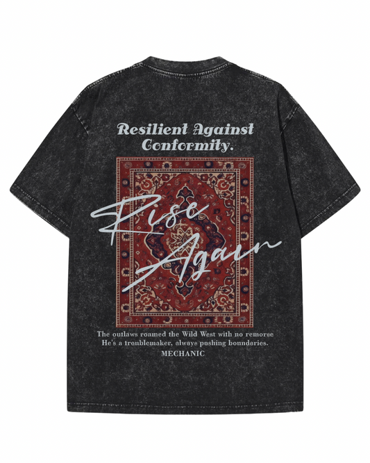"RISE AGAIN" Resilient Vintage Graphic Tee – Washed Black