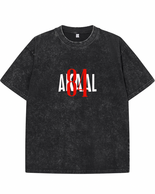 "AKAAL 84" Heavyweight Vintage Graphic Tee – Washed Black