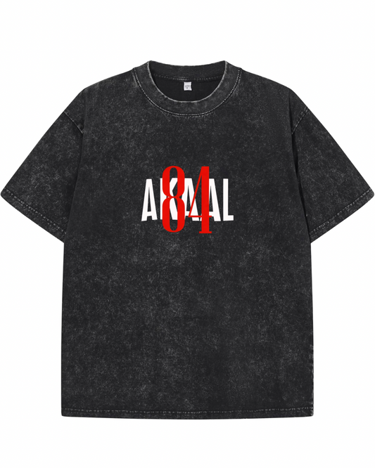 "AKAAL 84" Heavyweight Vintage Graphic Tee – Washed Black