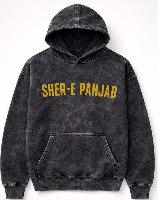"SHER-E-PANJAB" Acid-Wash Tribute Hoodie