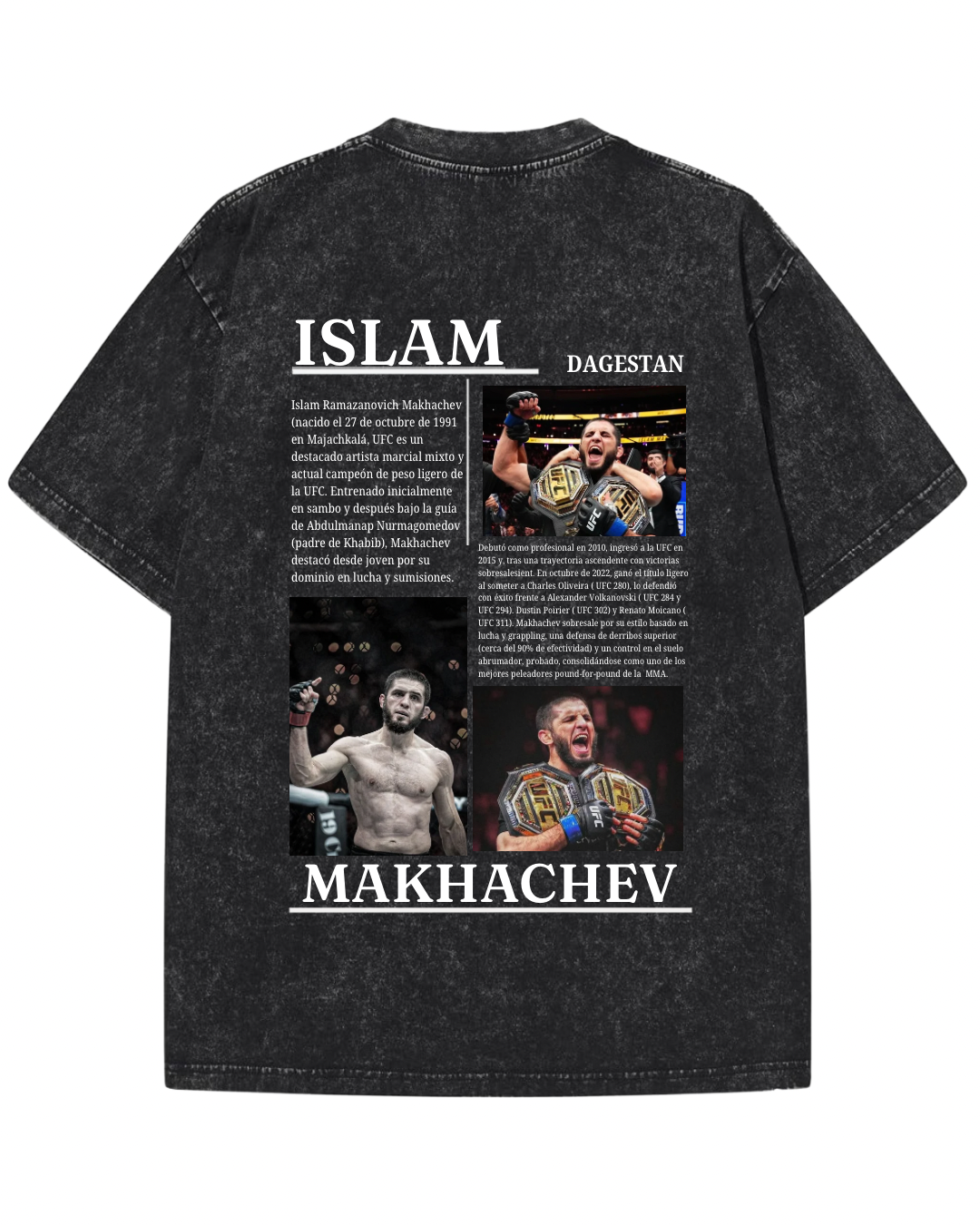 Islam Makhachev Vintage Acid-Wash Graphic T-Shirt