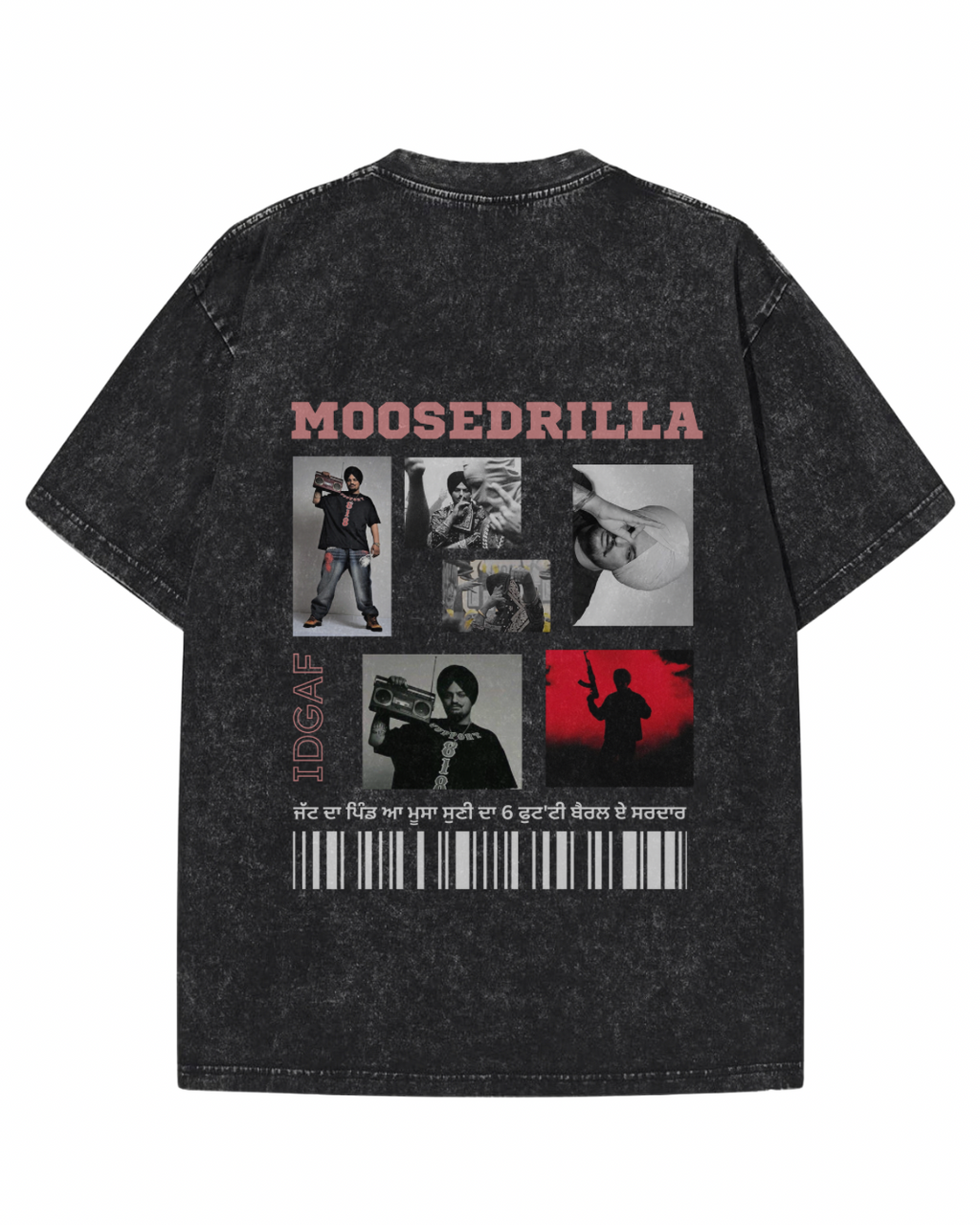 "MOOSEDRILLA" Vintage Graphic Tee – Washed Black