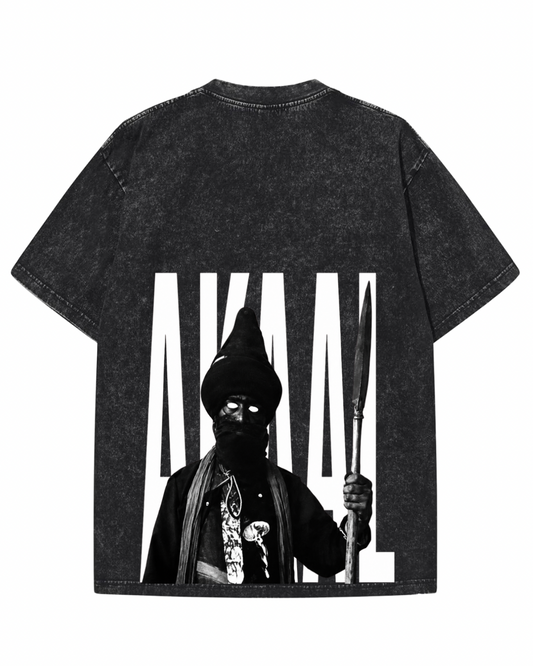 "AKAAL 84" Heavyweight Vintage Graphic Tee – Washed Black