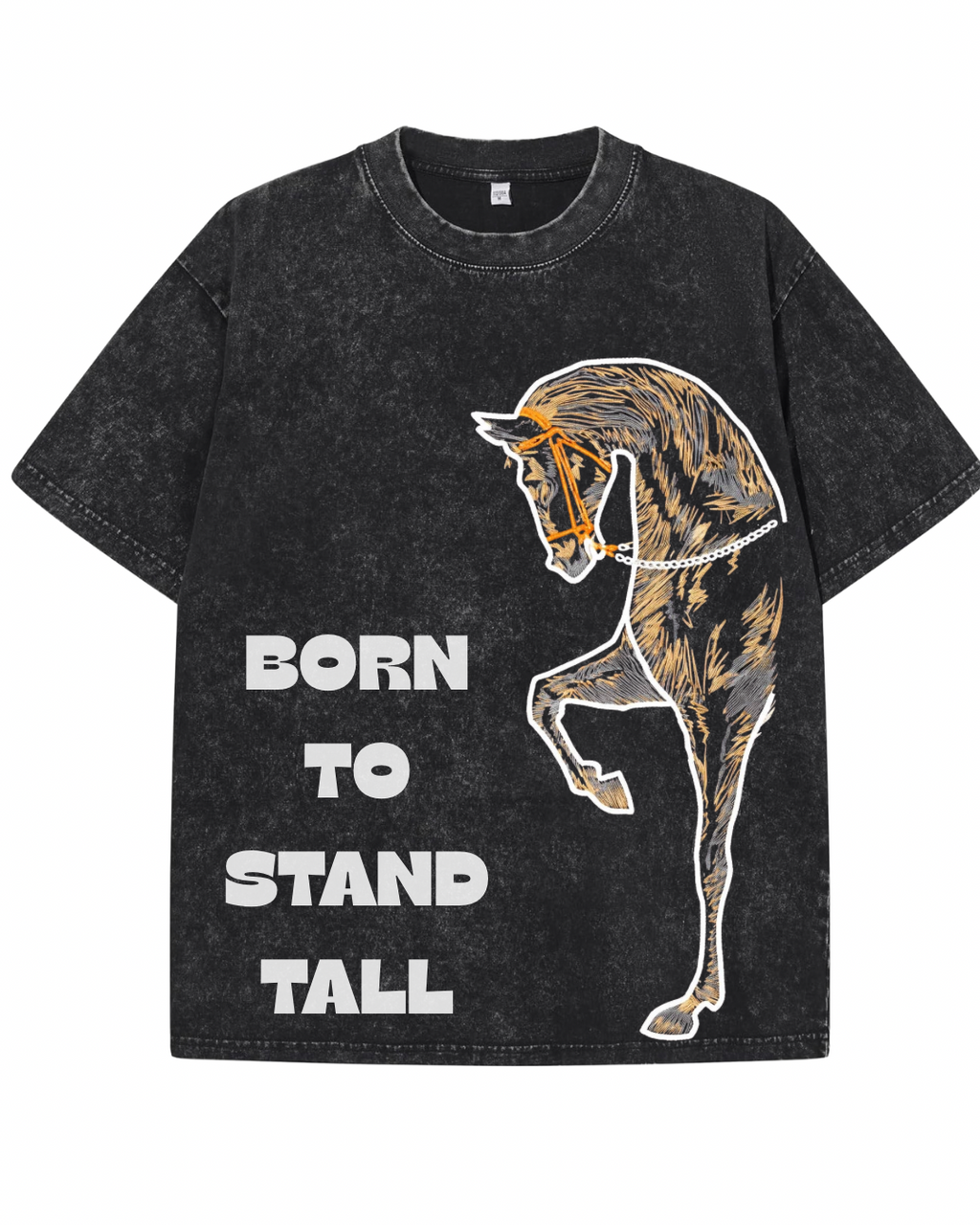 "BORN TO STAND TALL" Vintage Heavyweight Graphic Tee – Washed Black