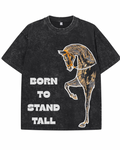 "BORN TO STAND TALL" Vintage Heavyweight Graphic Tee – Washed Black