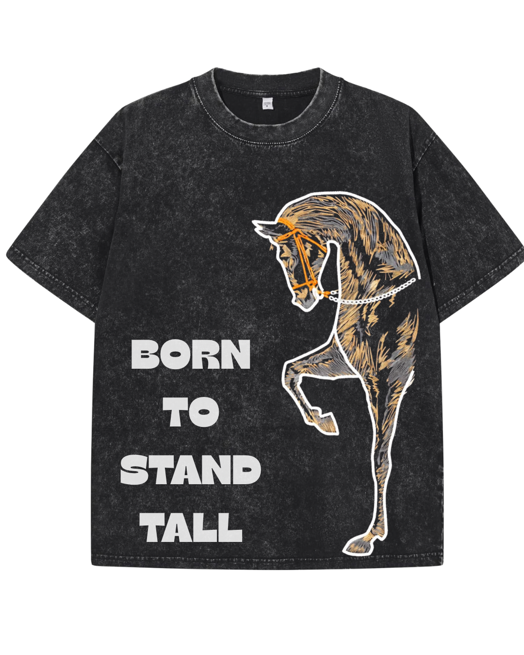 "BORN TO STAND TALL" Vintage Heavyweight Graphic Tee – Washed Black