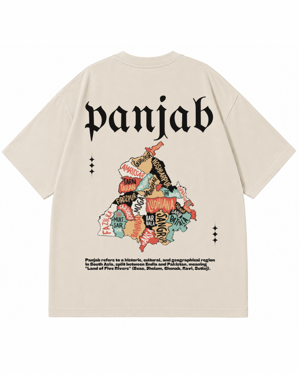 Panjab Vintage Map Heavyweight Graphic Tee – Acid Wash Black