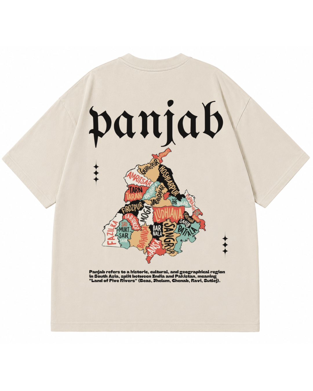 Panjab Vintage Map Heavyweight Graphic Tee – Acid Wash Black