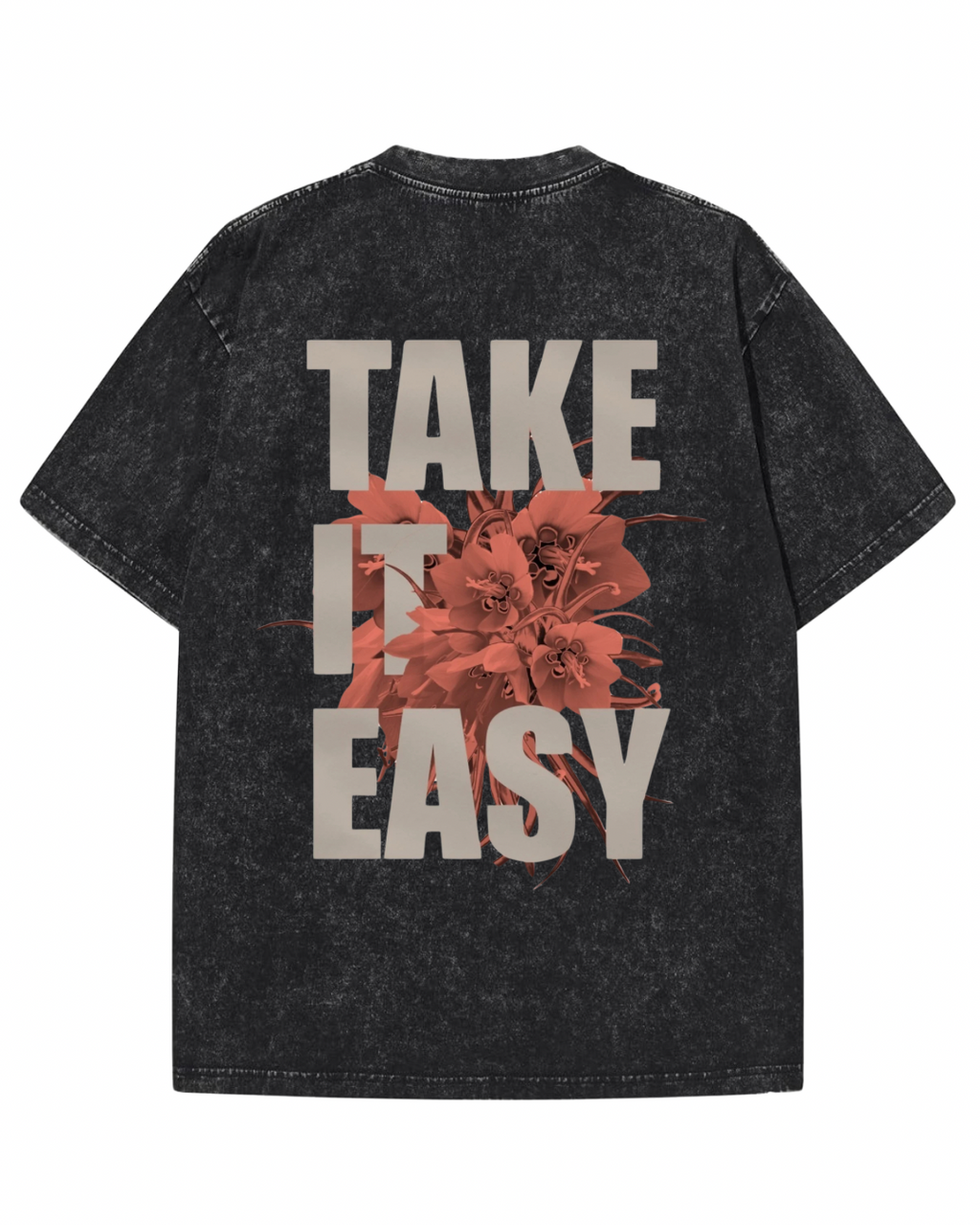 "Take It Easy" Acid Wash Oversized Tee