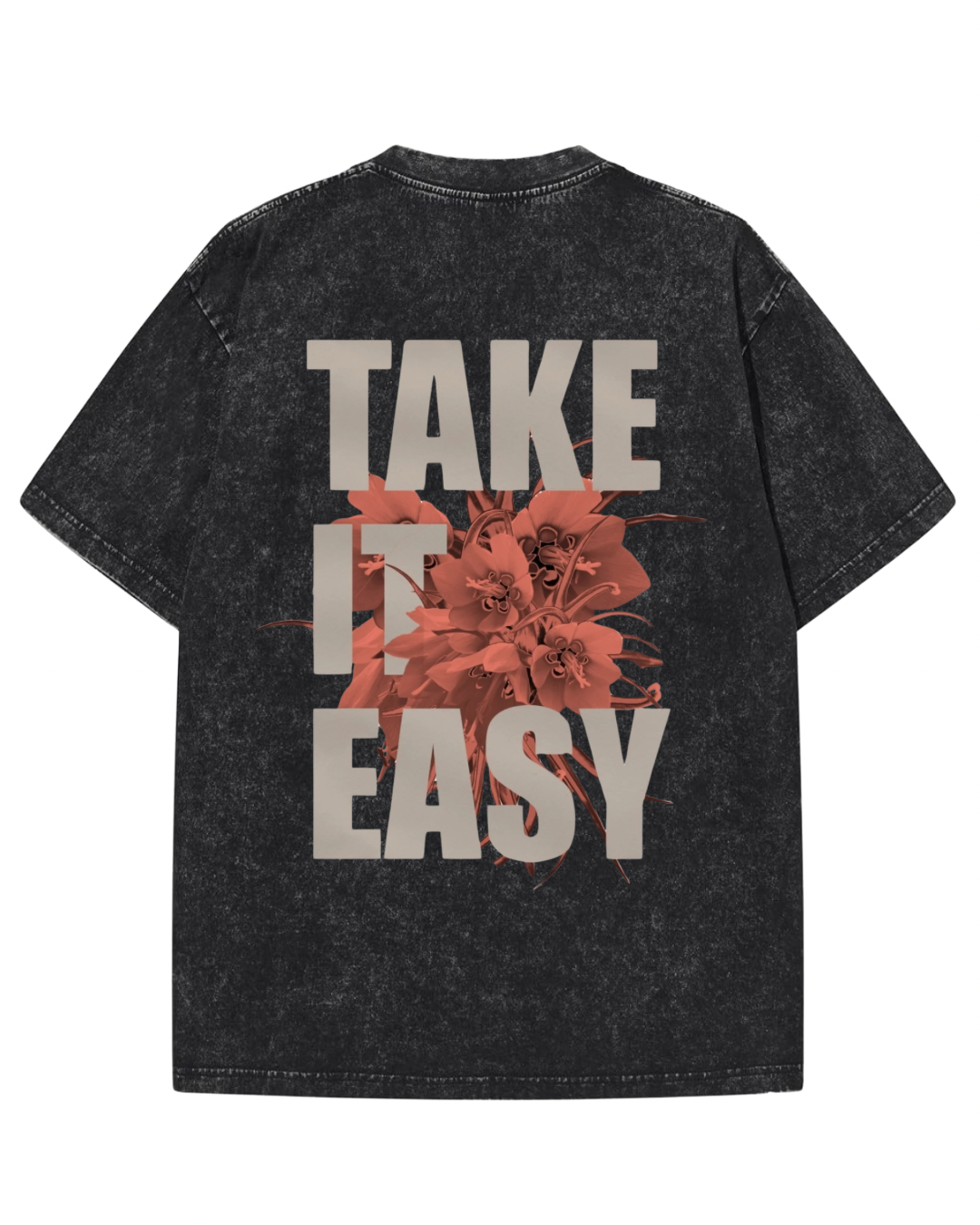 "Take It Easy" Acid Wash Oversized Tee