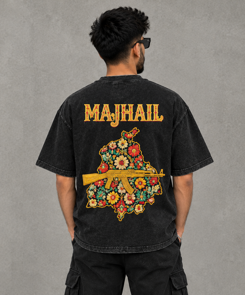 MAJHAIL Vintage Acid Wash Oversized T-Shirt