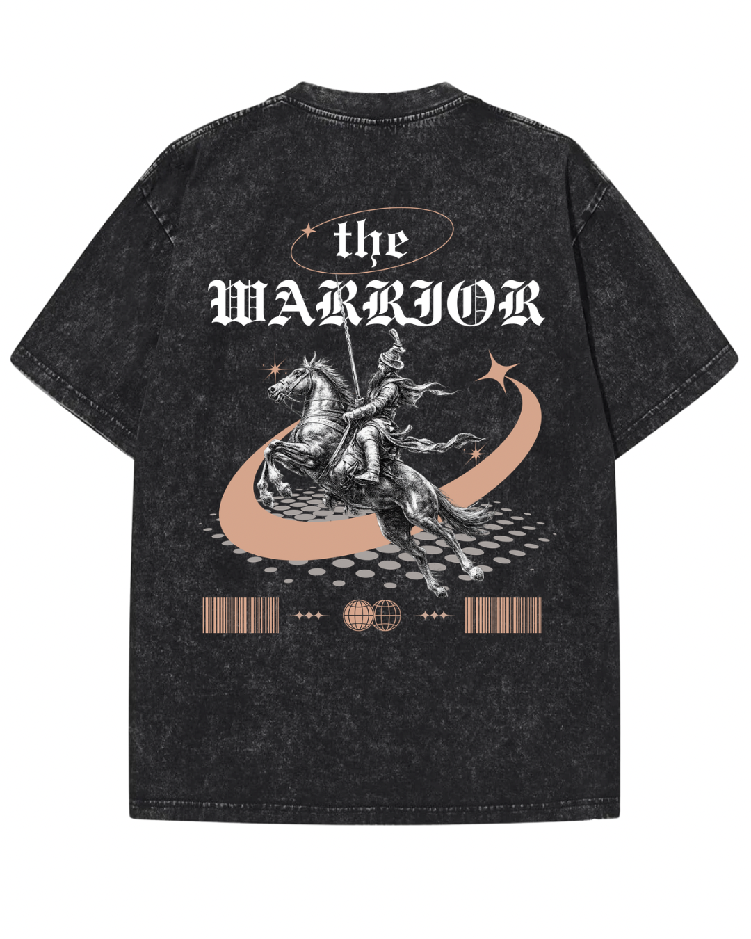 "THE WARRIOR" Vintage Heavyweight Graphic Tee – Washed Black