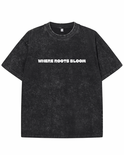 "Heritage in Bloom" Punjab Graphic Tee – Acid Wash Black