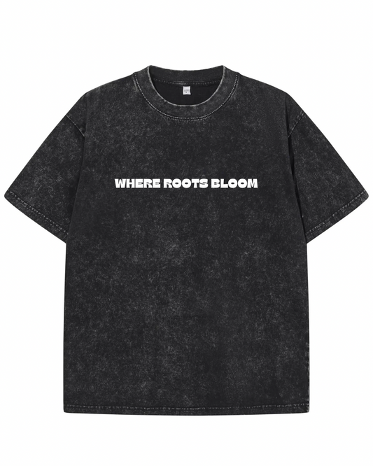 "Heritage in Bloom" Punjab Graphic Tee – Acid Wash Black