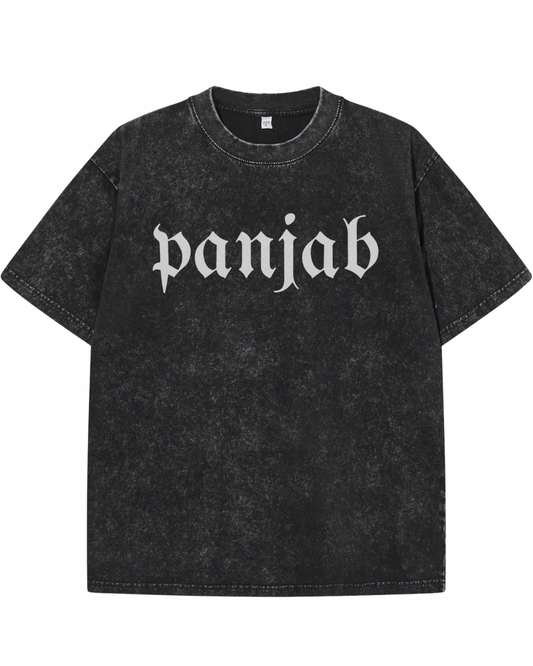 Panjab Vintage Map Heavyweight Graphic Tee – Acid Wash Black