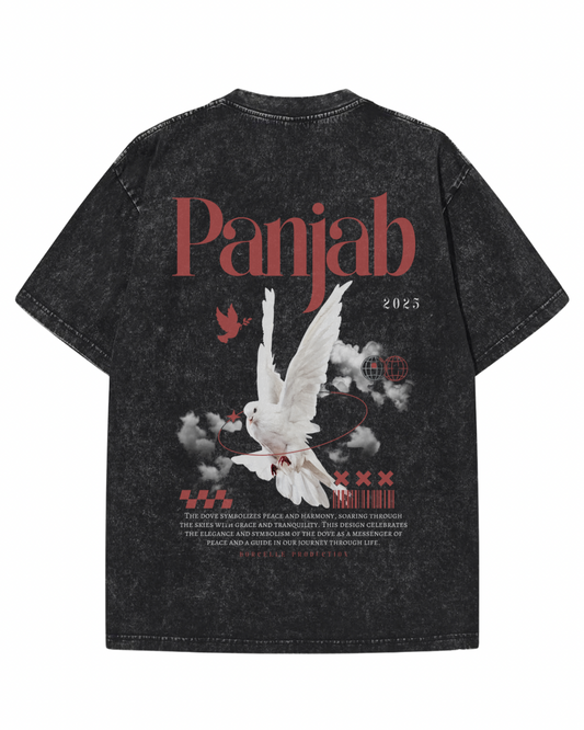 "PANJAB DOVE" Vintage Heavyweight Graphic Tee – Washed Black