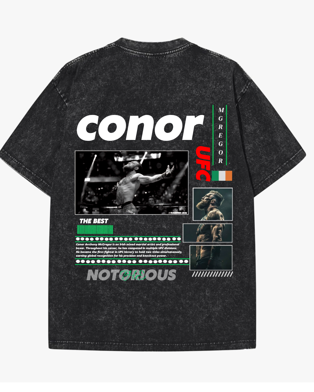 Conor McGregor "The Notorious" Vintage Acid Wash UFC Graphic T-Shirt