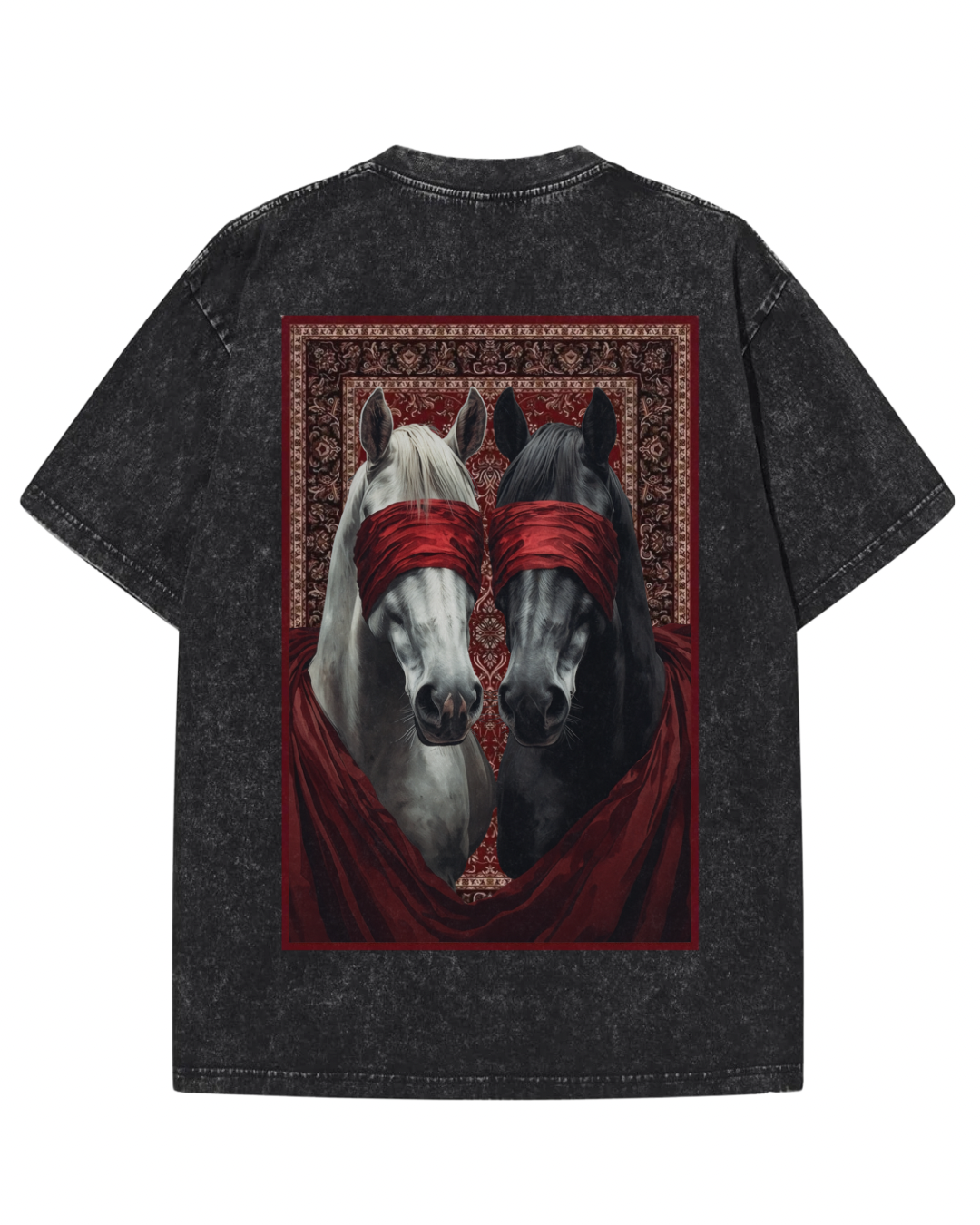 Desi Drip Luxury Tapestry Horse Tee – Washed Black
