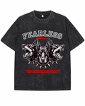 "FEARLESS" Doberman Graphic Oversized Tee – Acid Wash Black