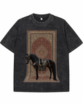 "ROYAL STEED" Heritage Tapestry Graphic Tee – Washed Black