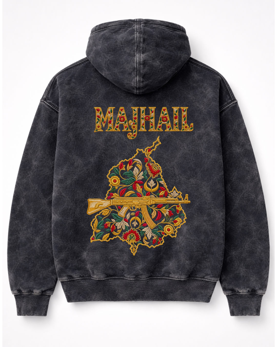Majhail Acid-Wash Heavyweight Graphic Hoodie