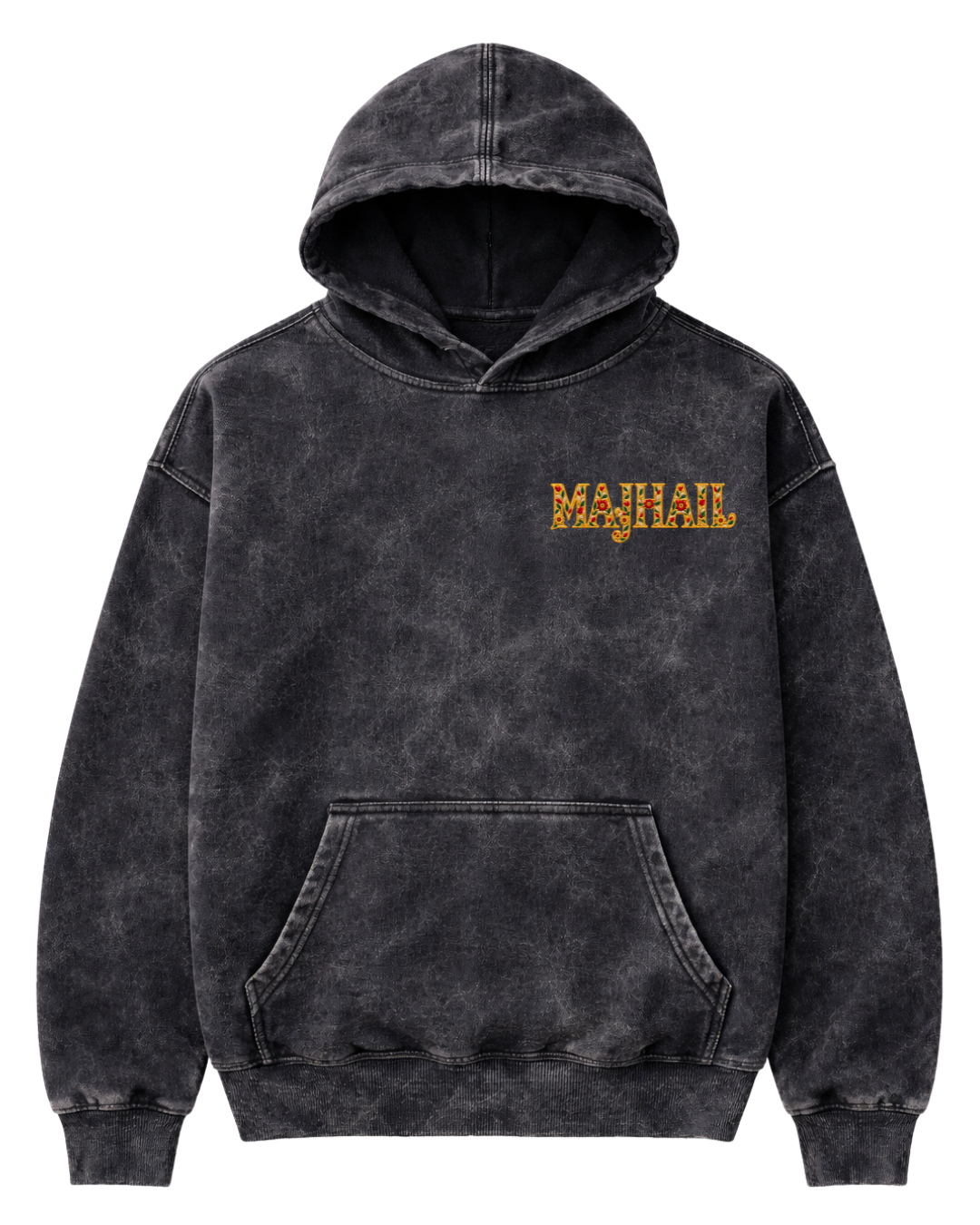 Majhail Acid-Wash Heavyweight Graphic Hoodie